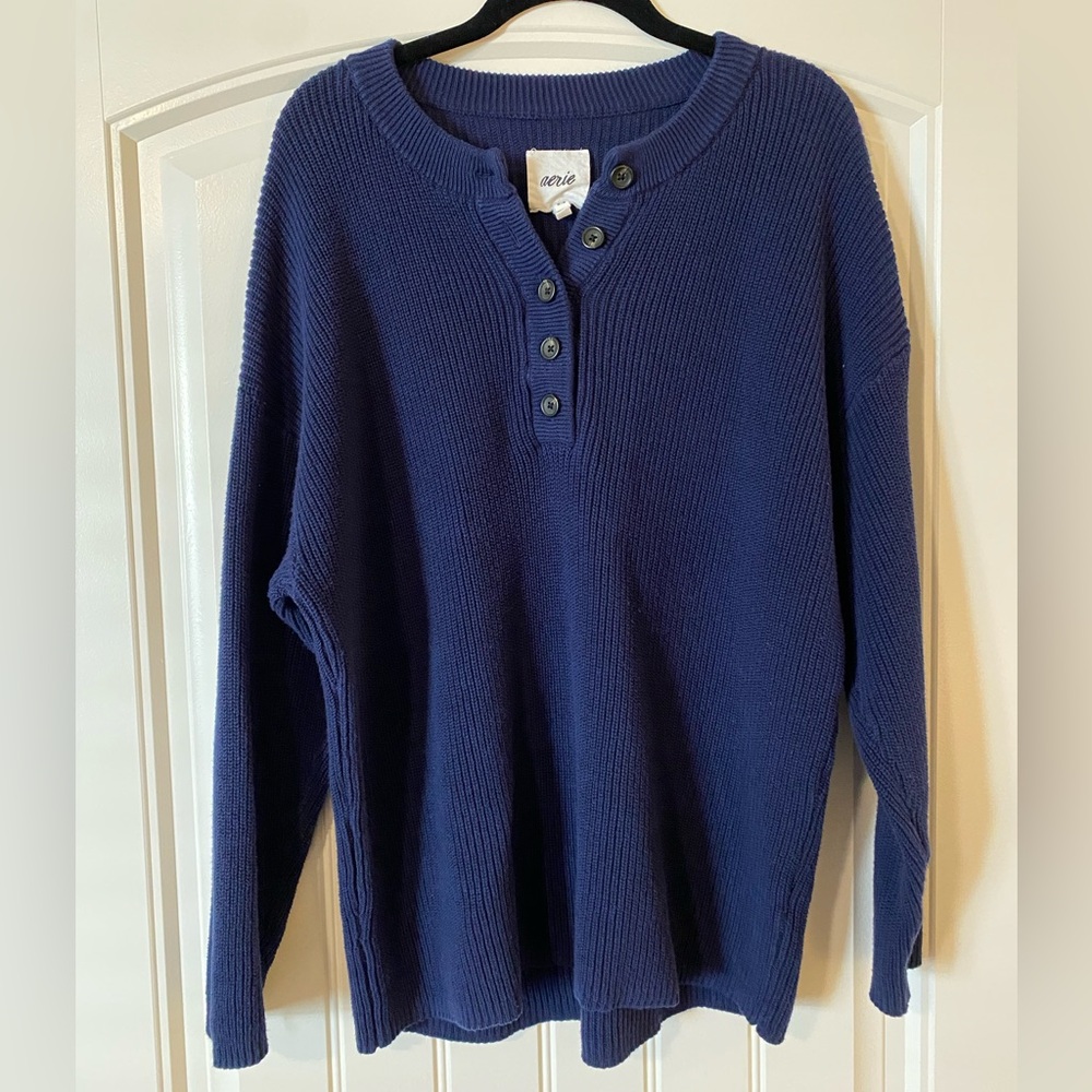 Aerie Knit Sweater, Navy Blue, Size M